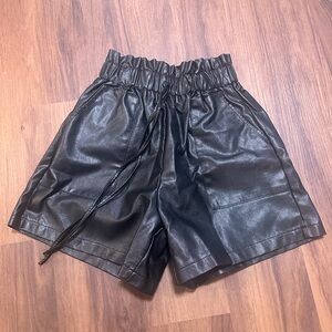 SHEIN Black High Waist Faux Leather Shorts